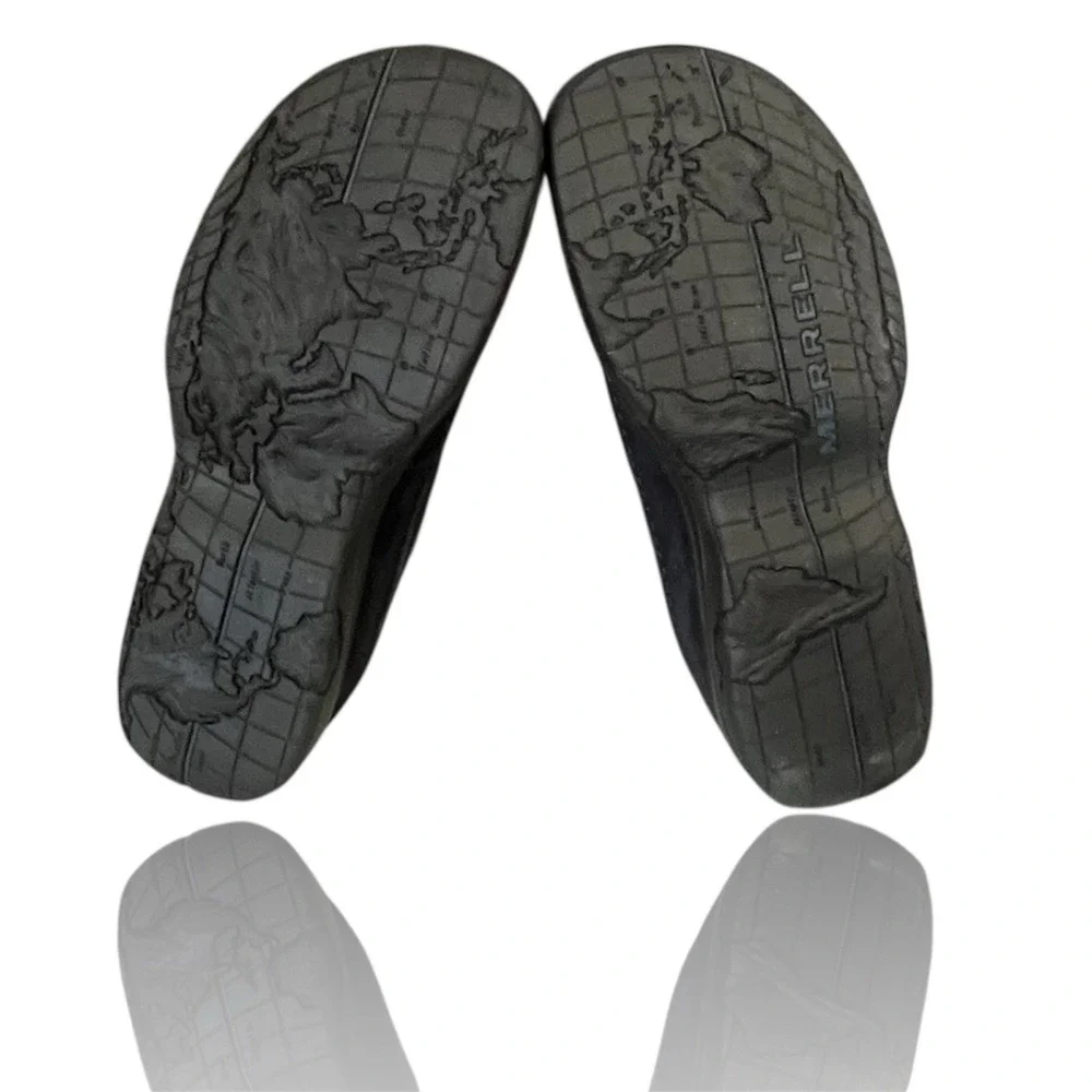 Merrell Mens Black Suede Slip On Loafers 8 World Map‎ Tread Shoes Casual Comfort